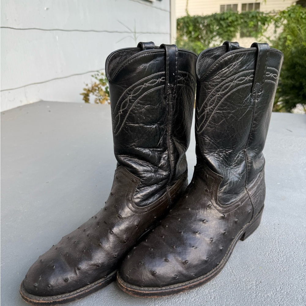 Men’s Black Ostrich Cowboy Boots